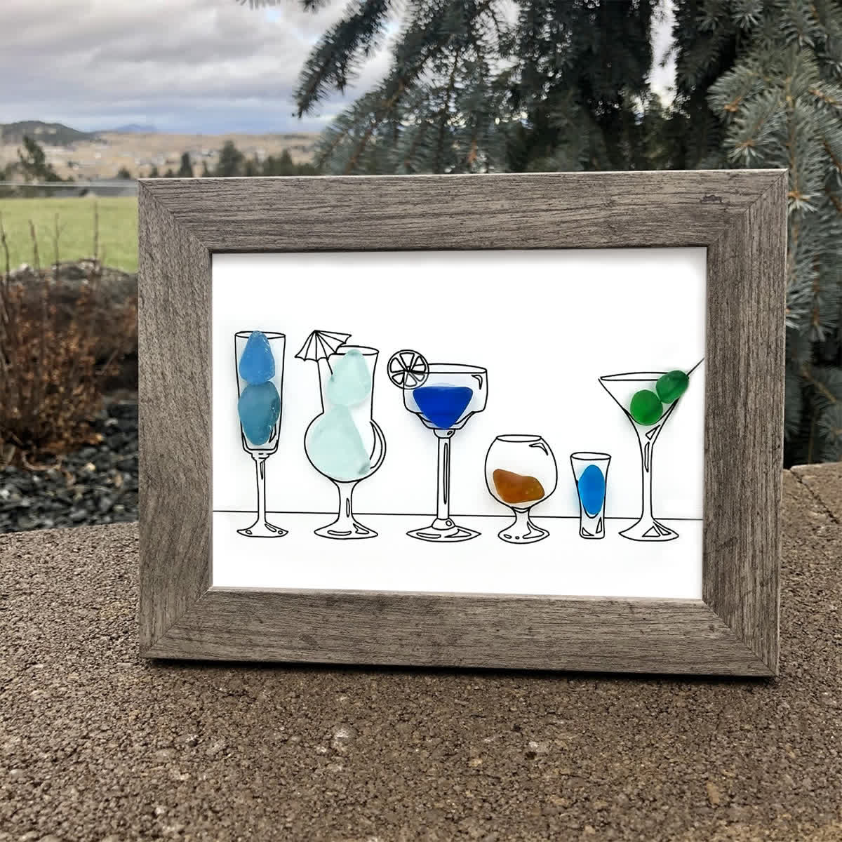 Cocktail Hour Coastal Charm Sea Glass Framed Art - image 3