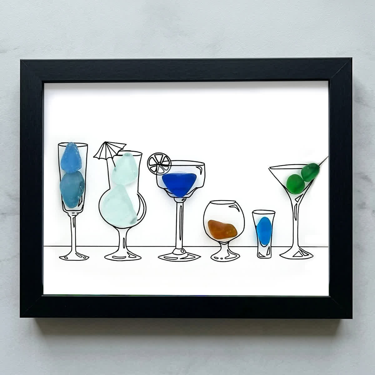 Cocktail Hour Coastal Charm Sea Glass Framed Art - Black - 6" X 8" - image 10