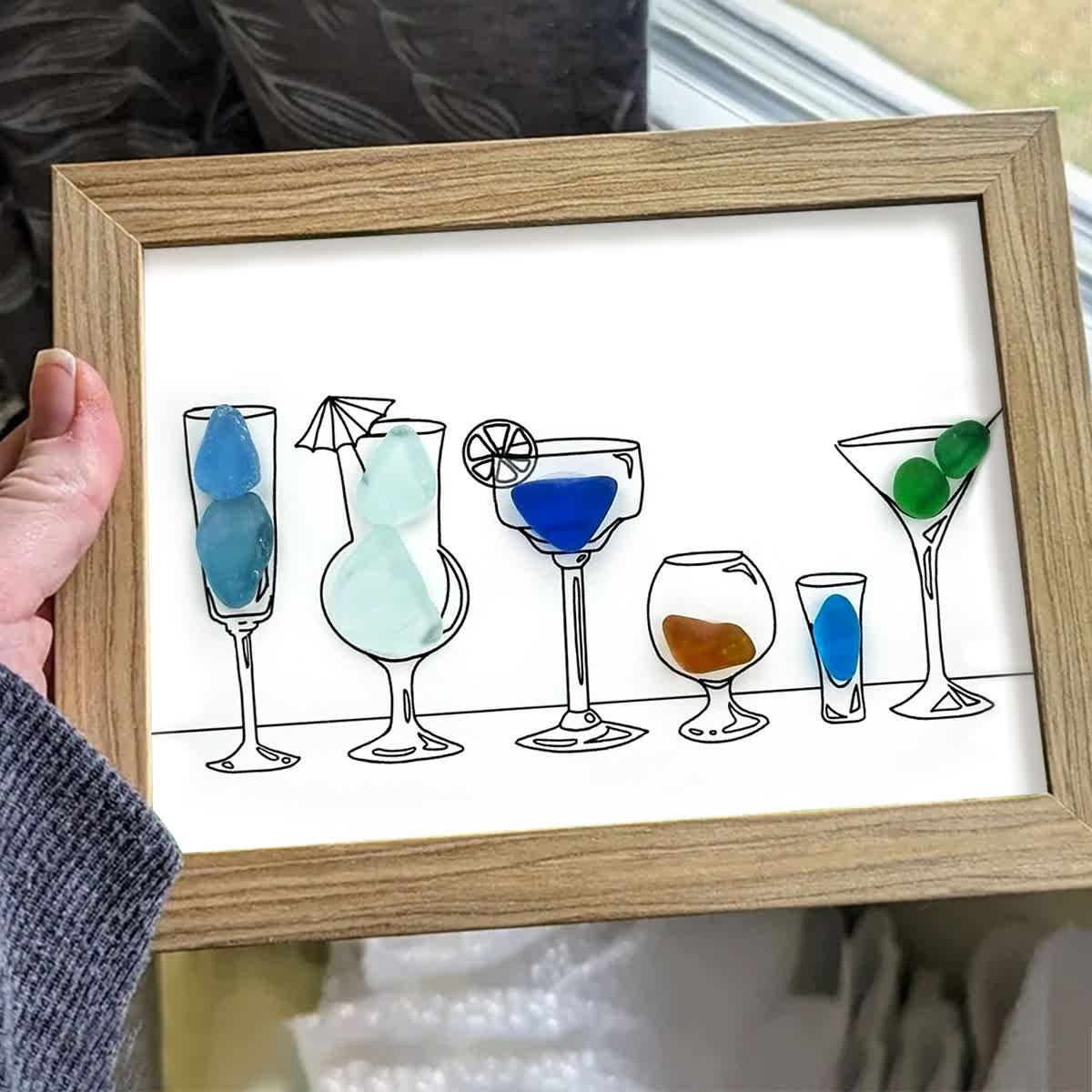 Cocktail Hour Coastal Charm Sea Glass Framed Art - image 0