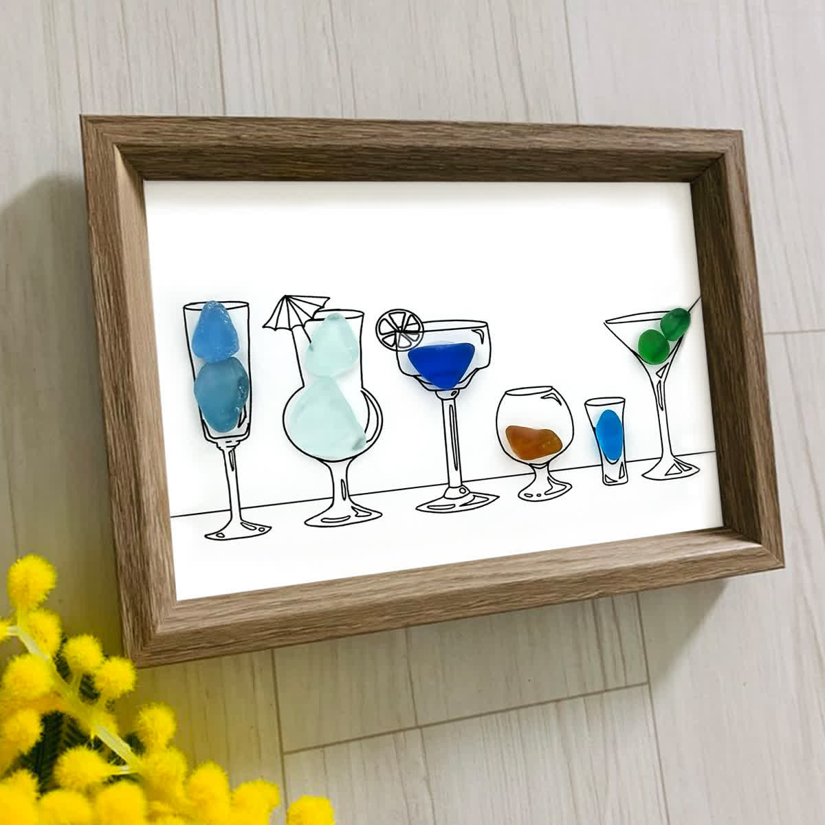 Cocktail Hour Coastal Charm Sea Glass Framed Art - image 6