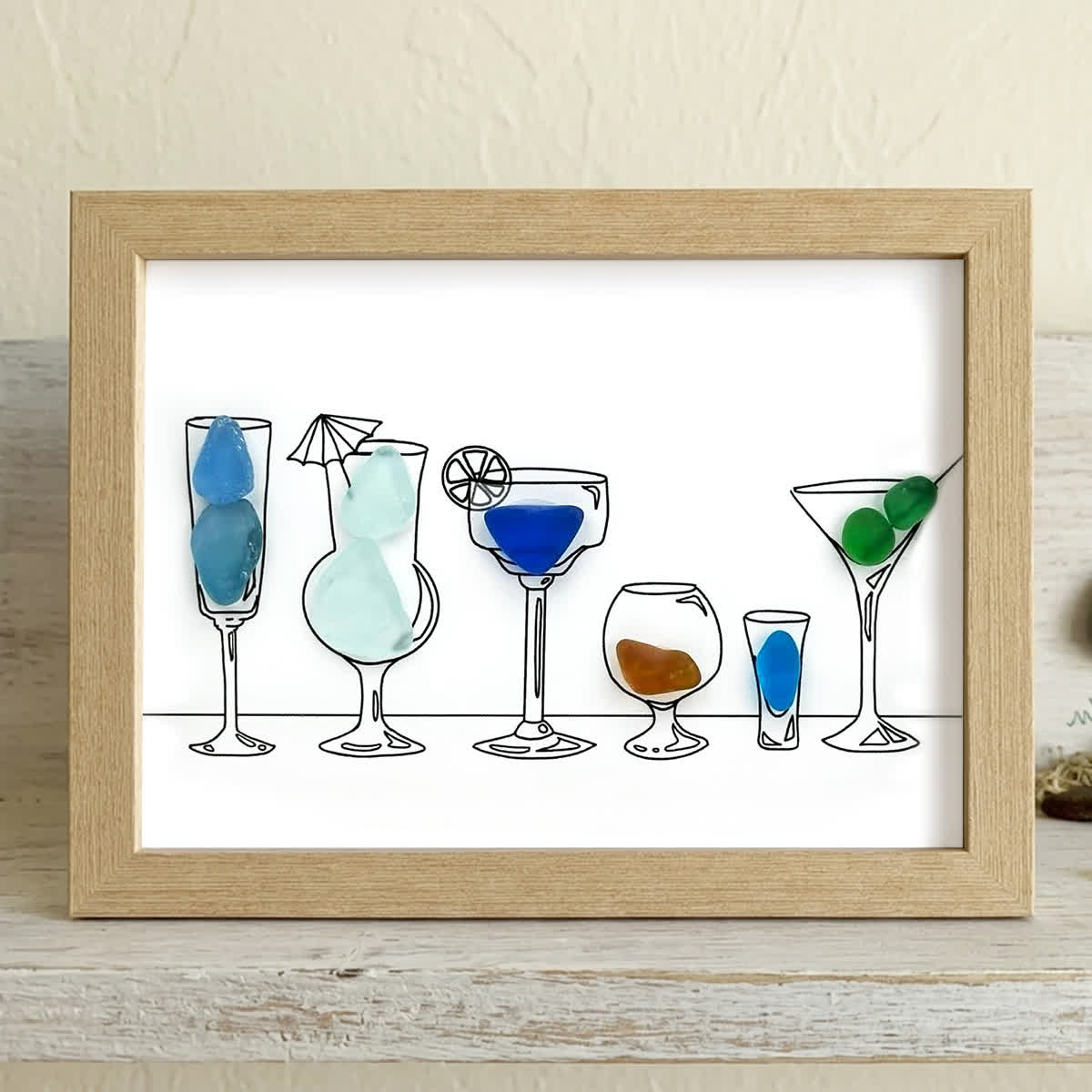 Cocktail Hour Coastal Charm Sea Glass Framed Art - Seaglass Card - 6" X 8" - image 7