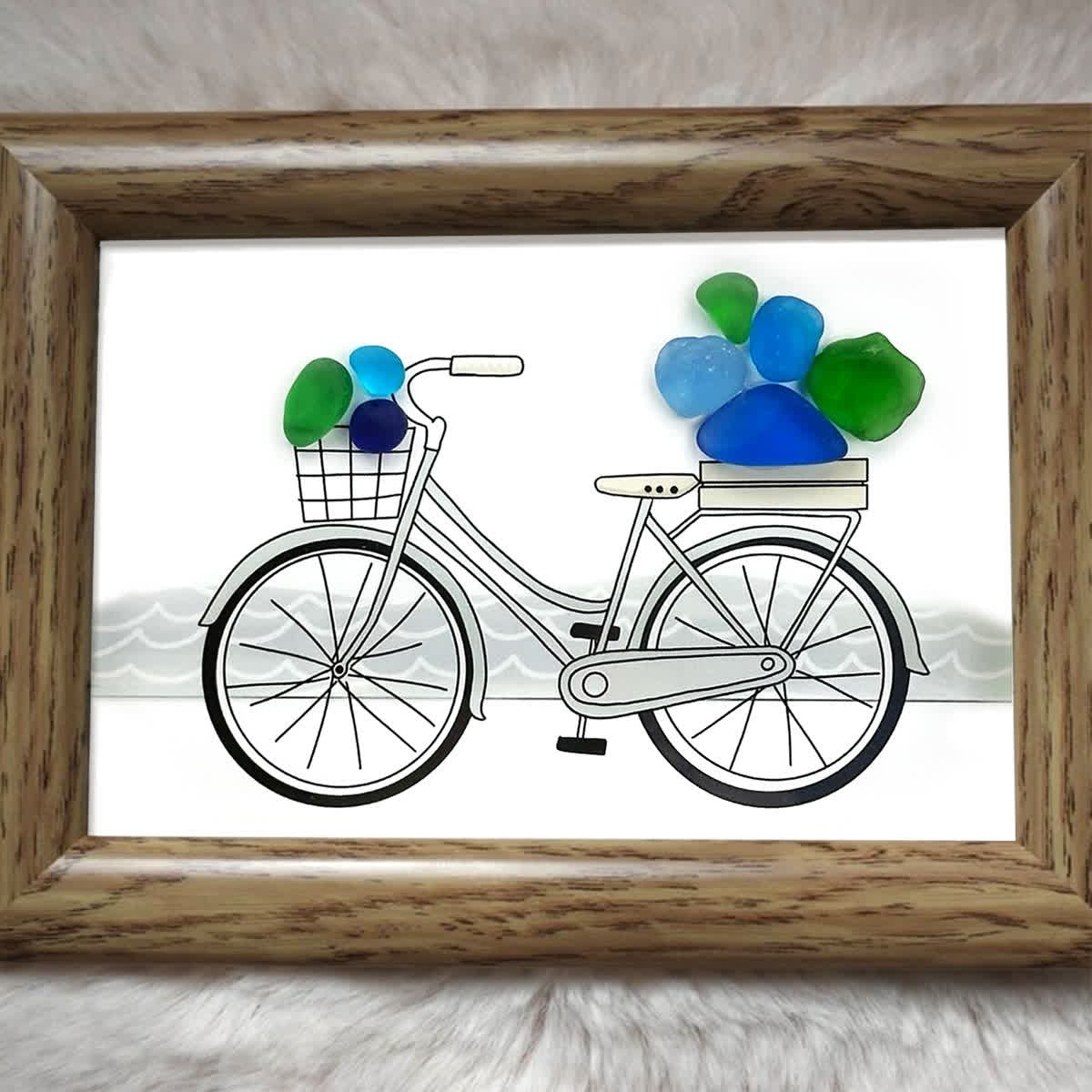 Seaside Adventure Coastal Bicycle Sea Glass Framed Art - image 6