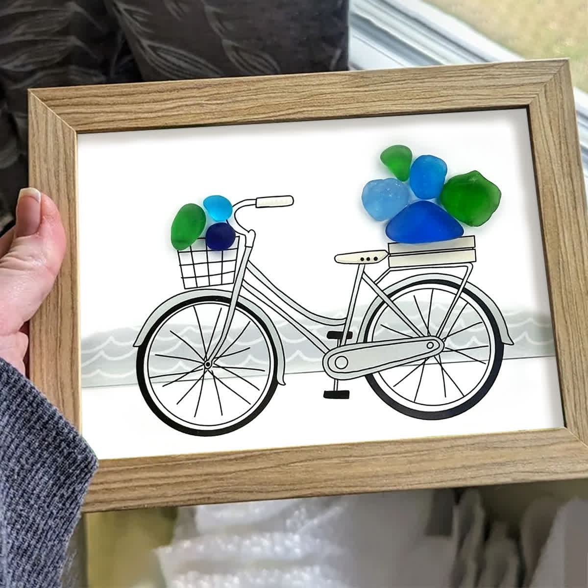 Seaside Adventure Coastal Bicycle Sea Glass Framed Art - image 5