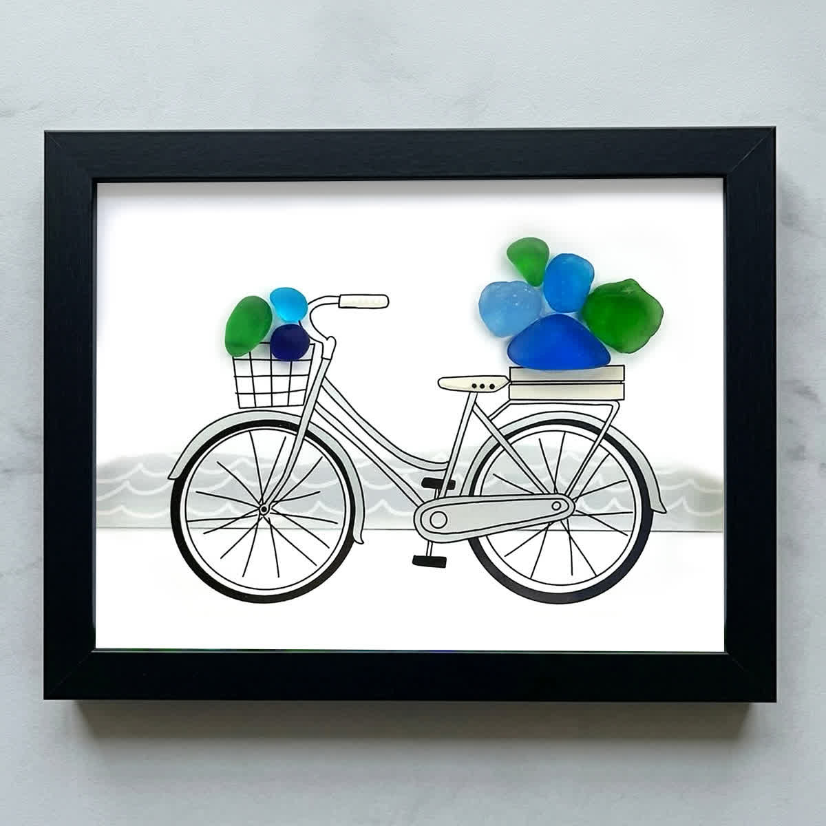 Seaside Adventure Coastal Bicycle Sea Glass Framed Art - Black - 6" X 8" - image 9