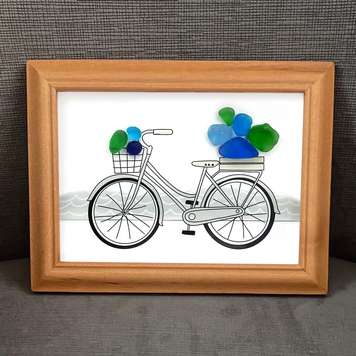 Seaside Adventure Coastal Bicycle Sea Glass Framed Art - image 4