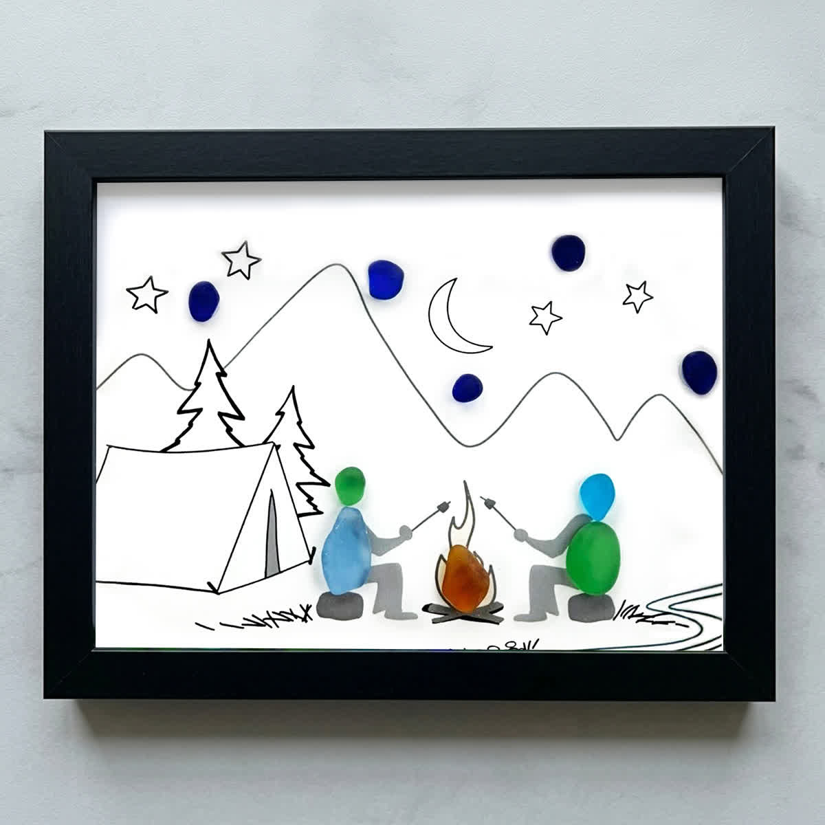Starry Campfire Tales Sea Glass Framed Art - Black - 6" X 8" - image 9