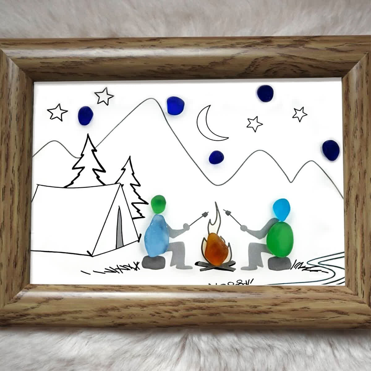 Starry Campfire Tales Sea Glass Framed Art - image 5