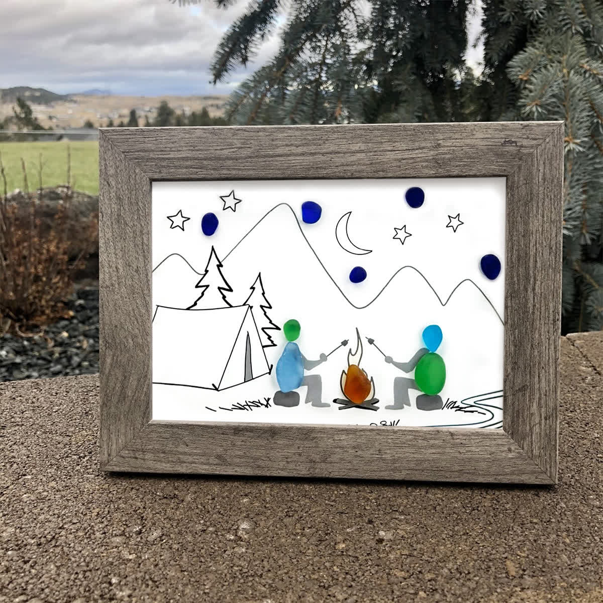 Starry Campfire Tales Sea Glass Framed Art - image 3