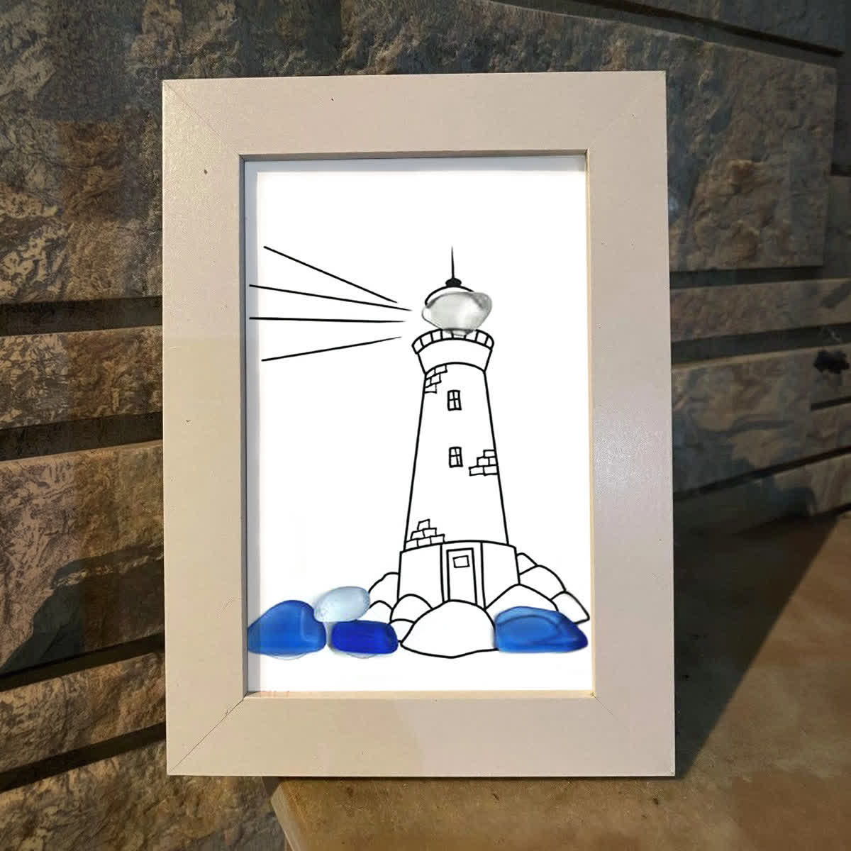 Natural Guiding Lighthouse Sea Glass Framed Art - image 5
