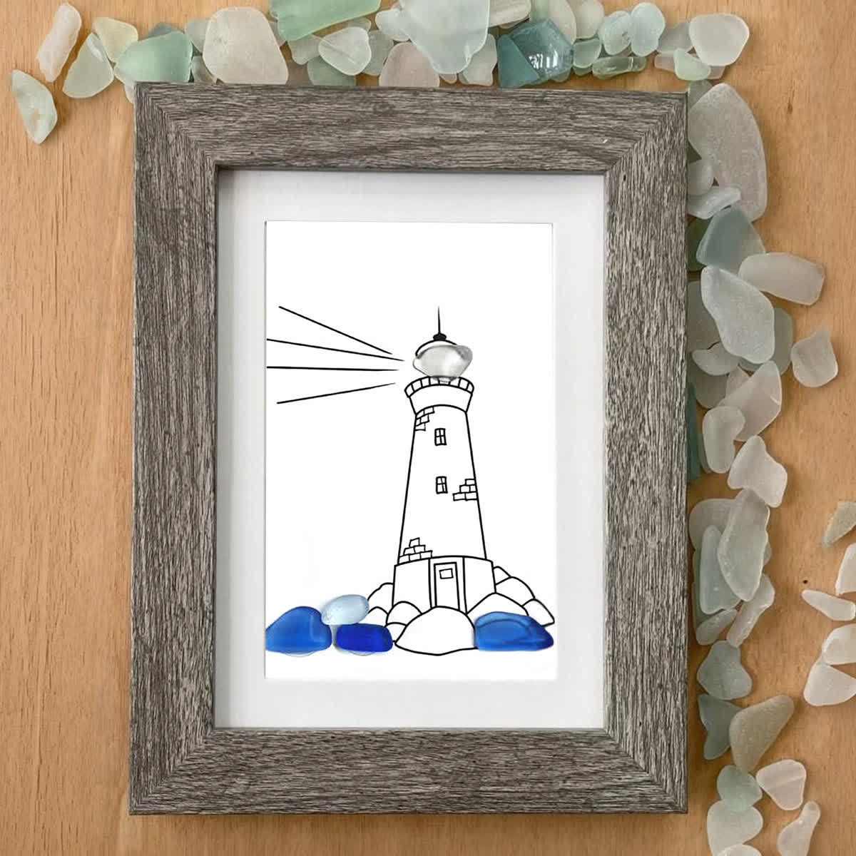 Natural Guiding Lighthouse Sea Glass Framed Art - image 3