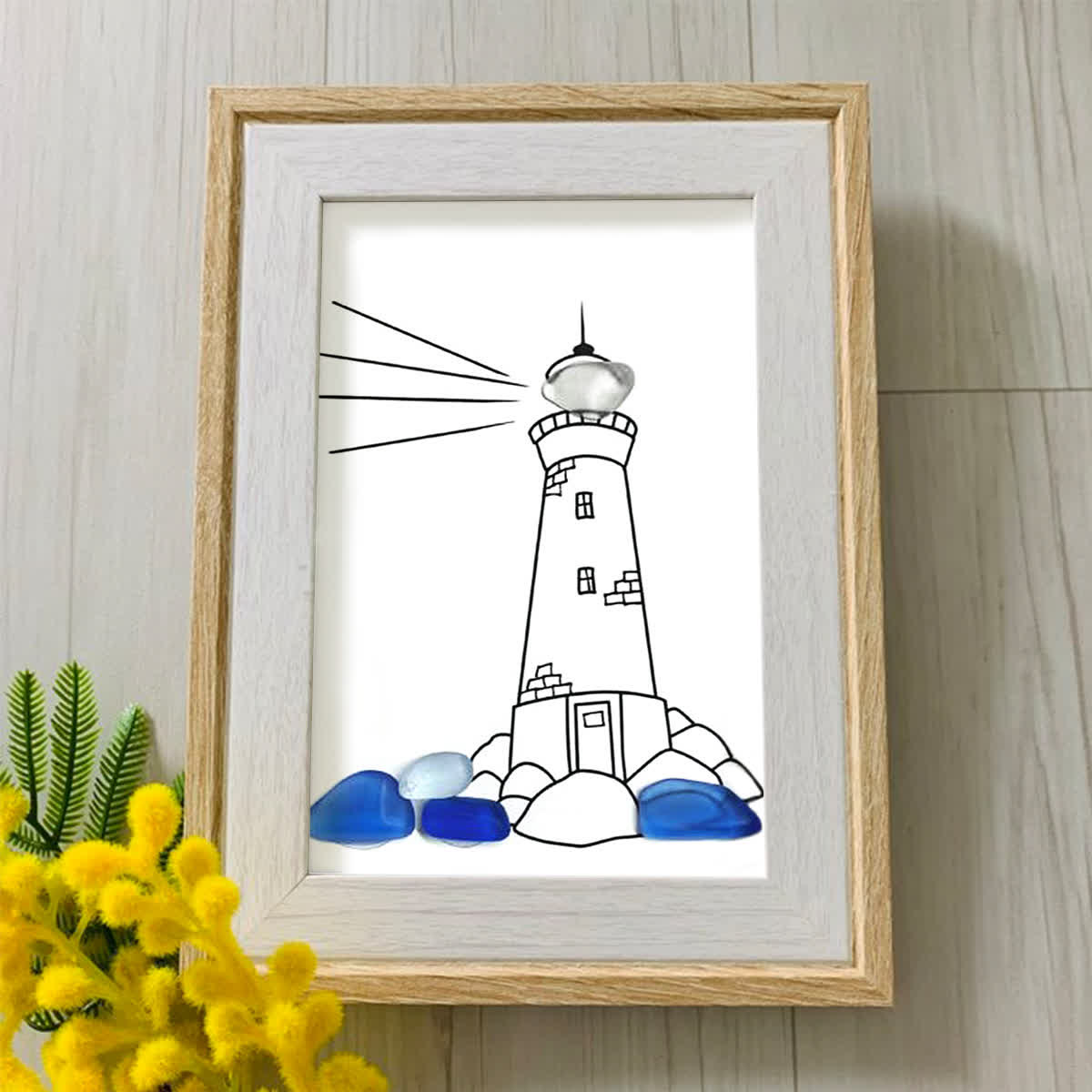 Natural Guiding Lighthouse Sea Glass Framed Art - image 4