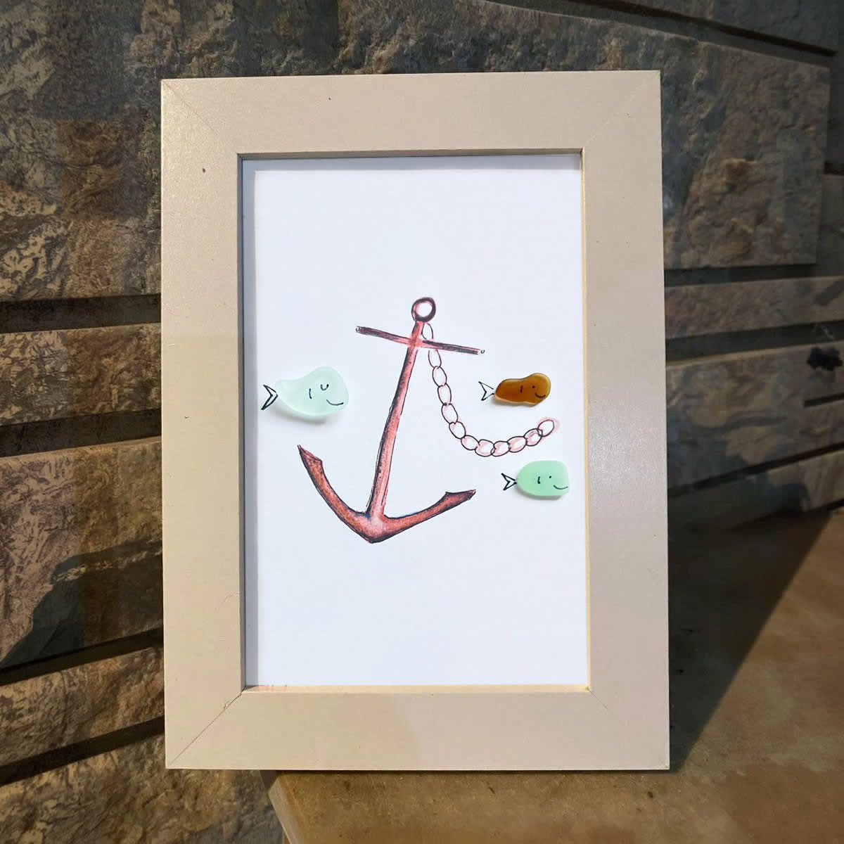 Steady Anchor & Joyful Fish Sea Glass Framed Art - image 4