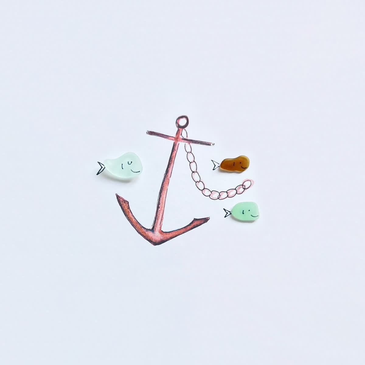 Steady Anchor & Joyful Fish Sea Glass Framed Art - image 2
