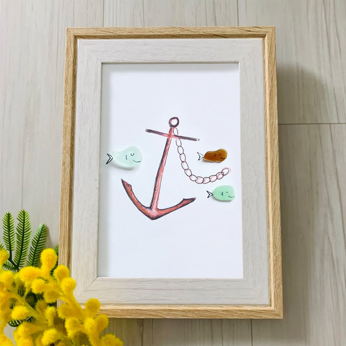 Steady Anchor & Joyful Fish Sea Glass Framed Art - image 3
