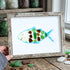 Cheerful Watercolor Fish Outline Sea Glass Framed Art - Retro White - 6" X 8" - image 11