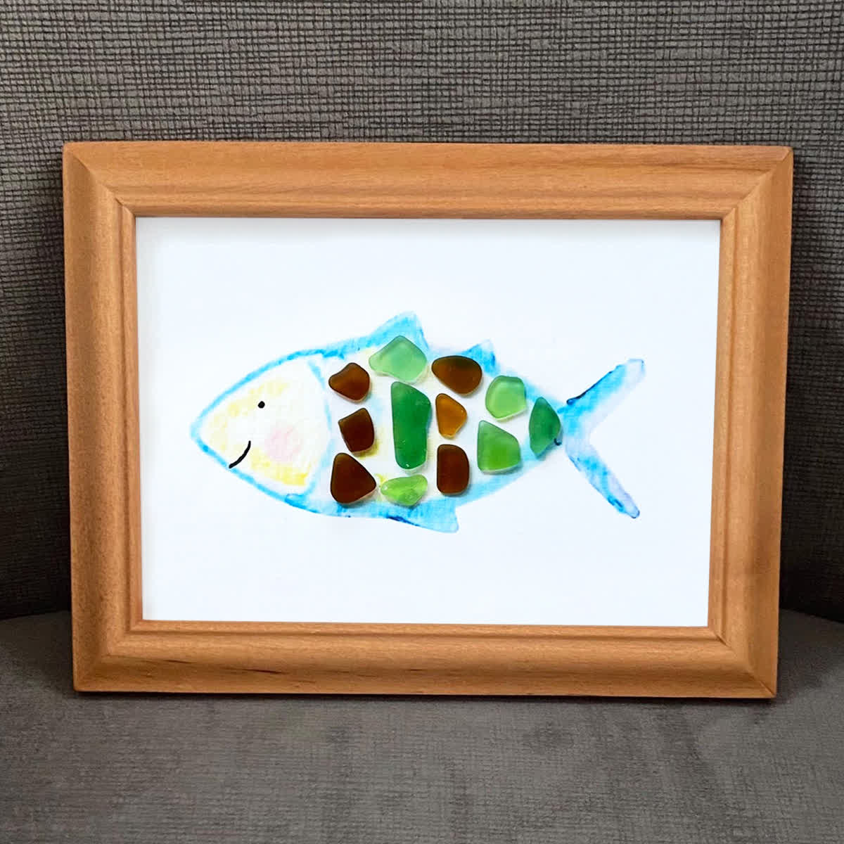 Cheerful Watercolor Fish Outline Sea Glass Framed Art - image 4