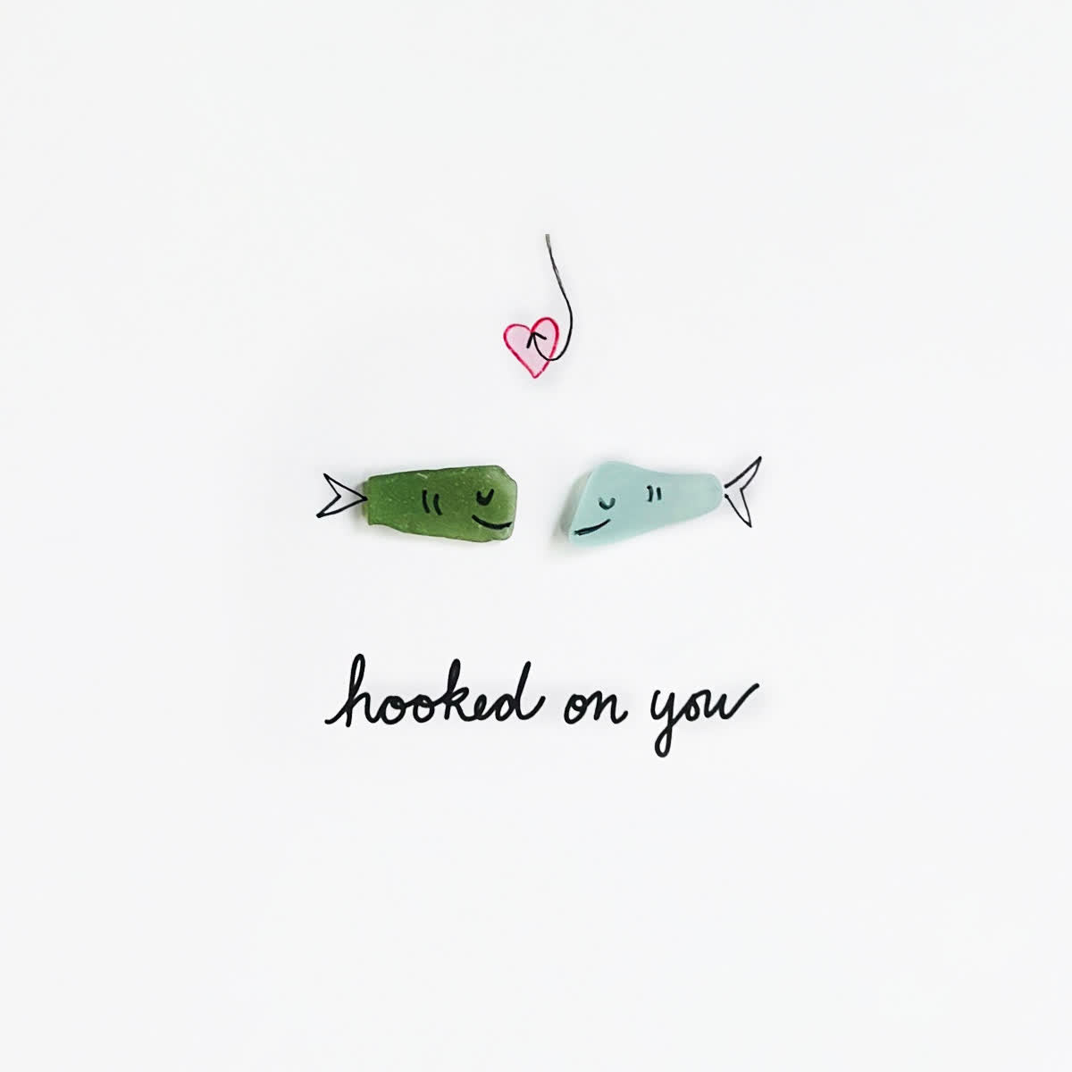 Hooked On You Love Fish Sea Glass Framed Art - image 2