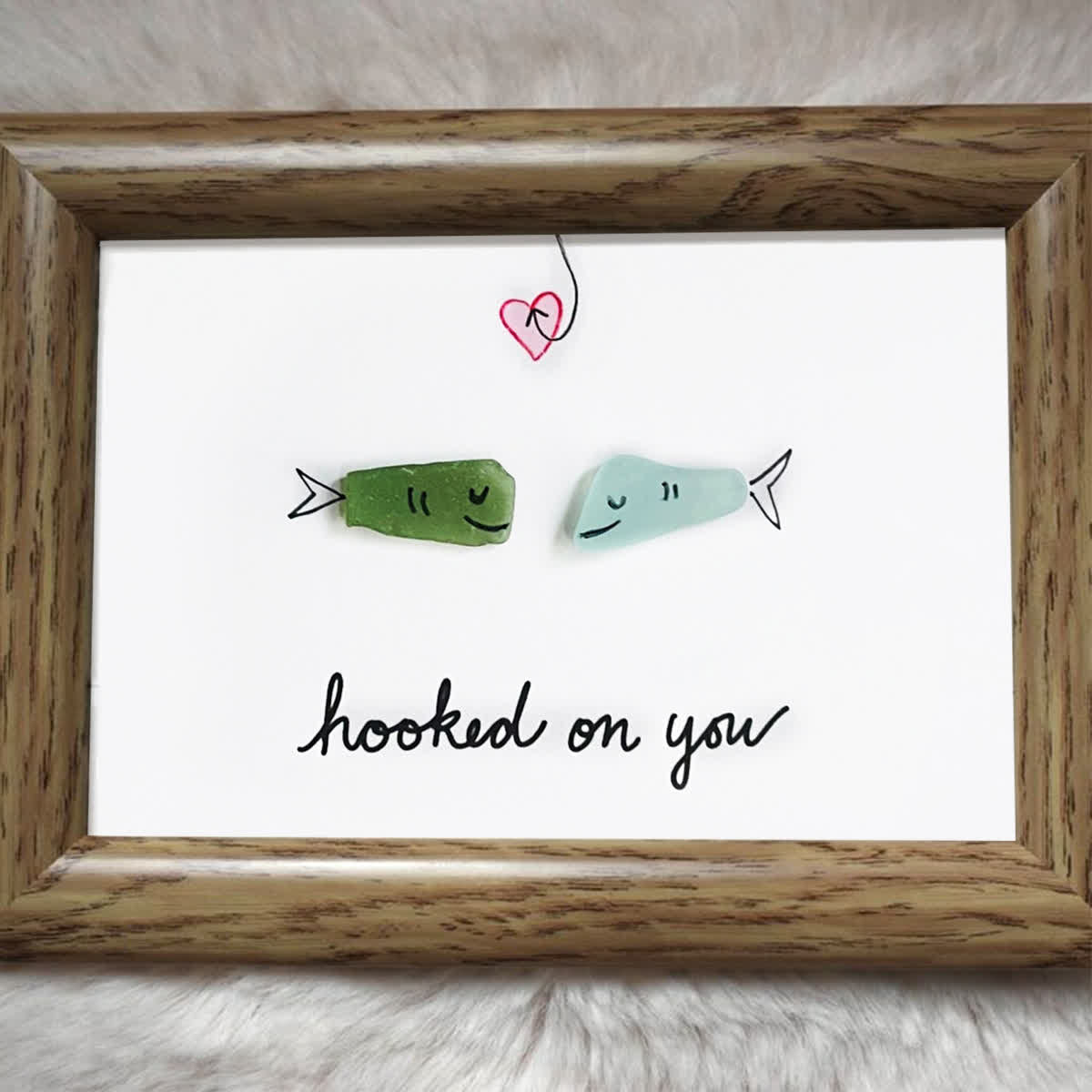 Hooked On You Love Fish Sea Glass Framed Art - image 6