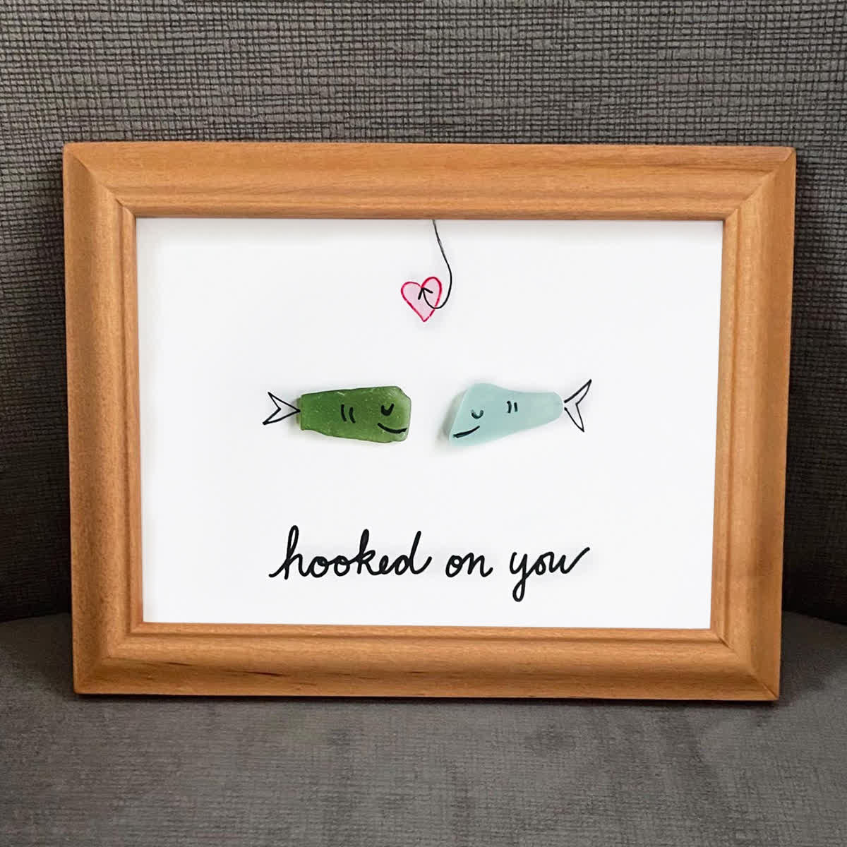 Hooked On You Love Fish Sea Glass Framed Art - image 5