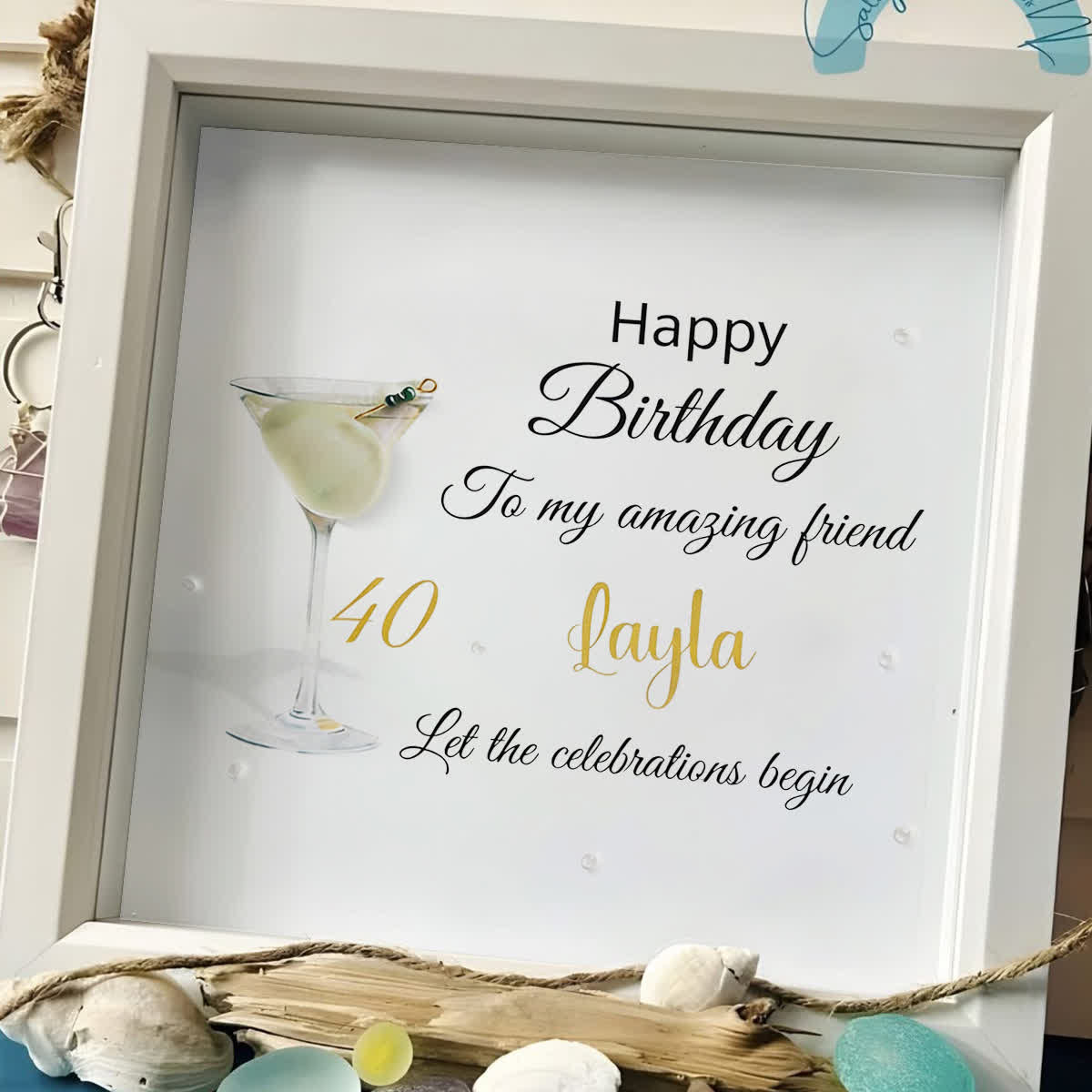 Custom Birthday Celebration Sea Glass Framed Art - image 4