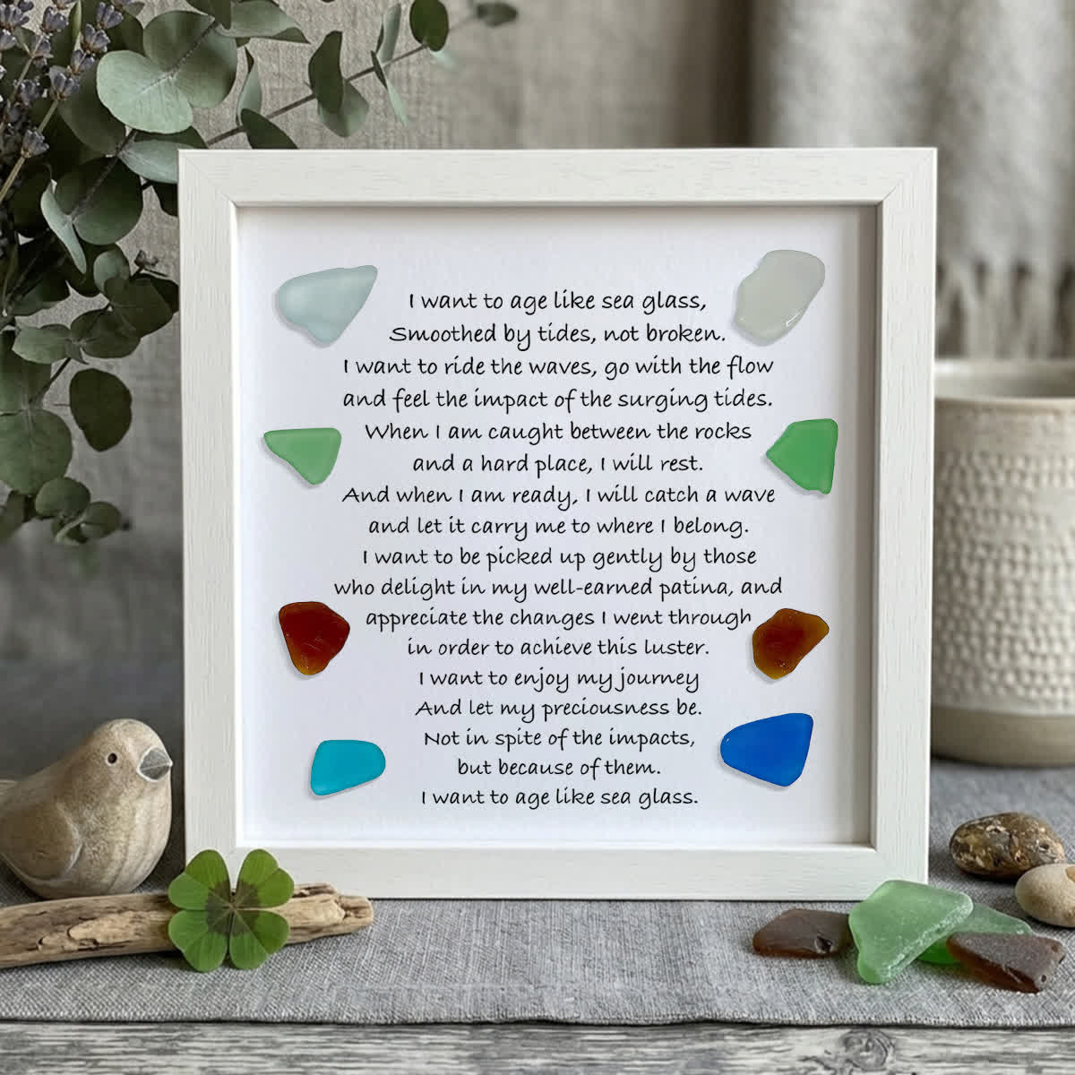 Meaningful Poem Age Like Sea Glass Framed Art - White - 8" X 8" - image 9