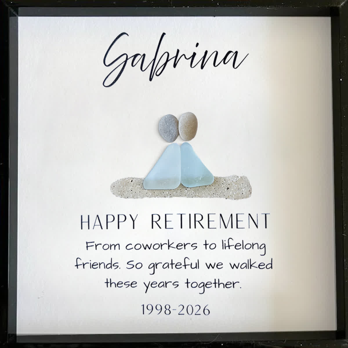 Retirement Gift Custom Name & Year Sea Glass Framed Art - image 4