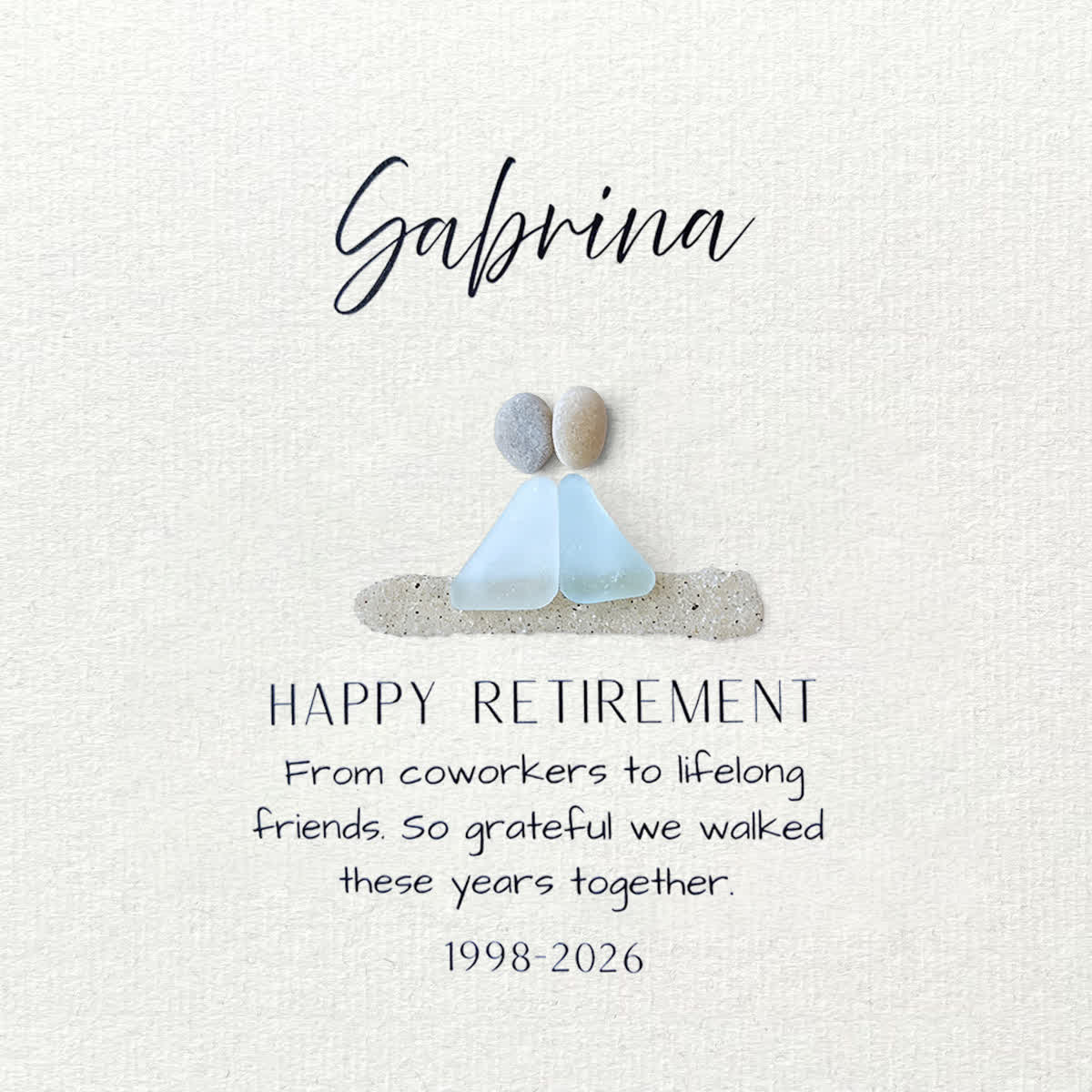 Retirement Gift Custom Name & Year Sea Glass Framed Art - image 2