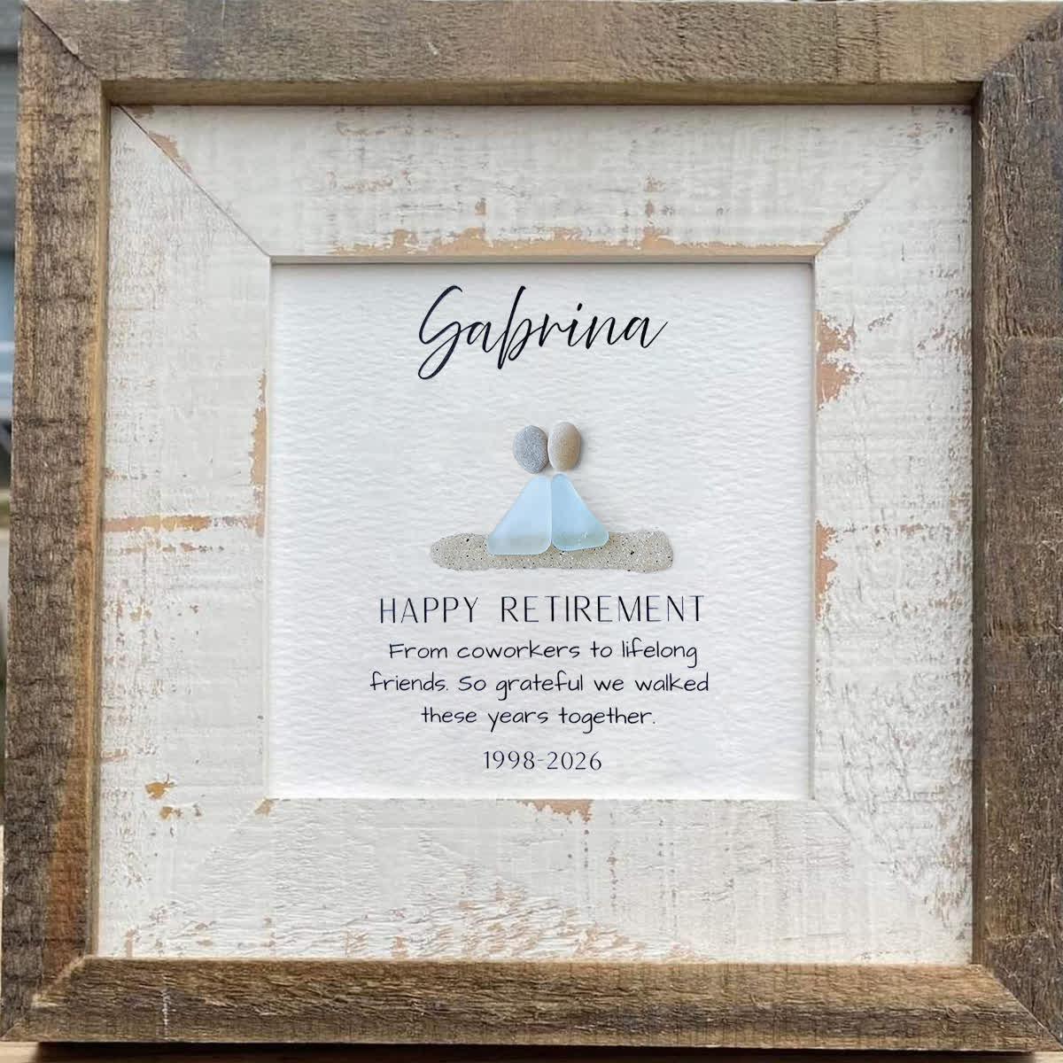 Retirement Gift Custom Name & Year Sea Glass Framed Art - image 5