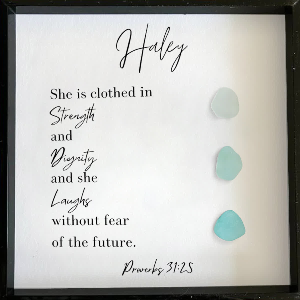 Custom Proverbs Strength & Dignity Sea Glass Framed Art - image 5