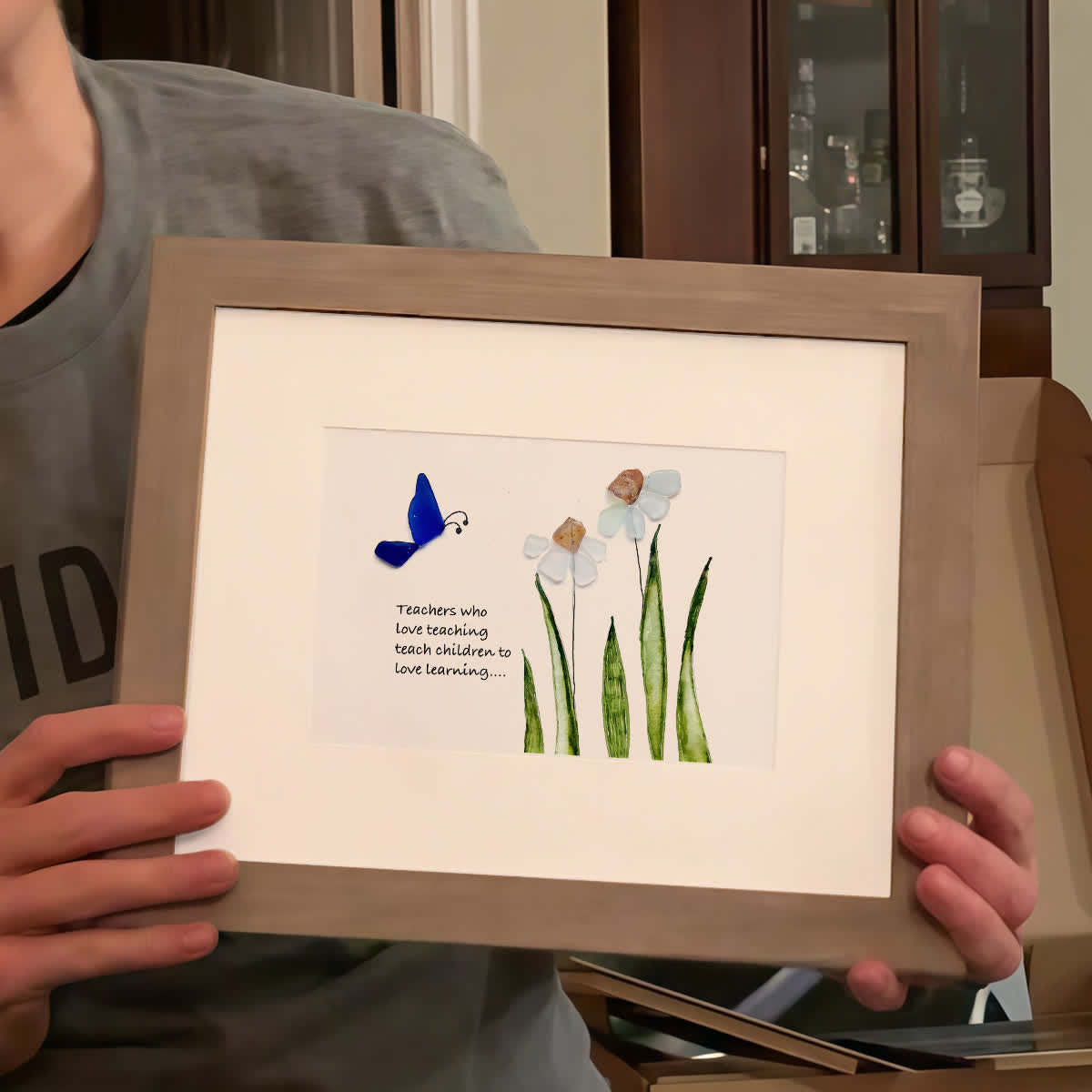 Bloom & Learn Teacher Tribute Sea Glass Framed Art - image 2