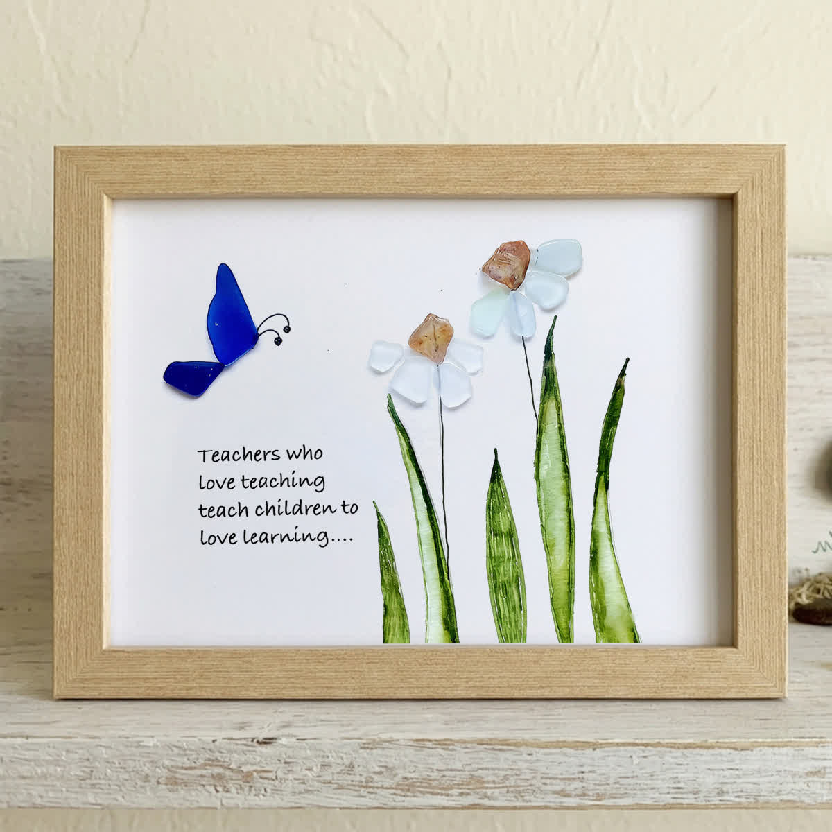 Bloom & Learn Teacher Tribute Sea Glass Framed Art - Oak - 6" X 8" - image 7
