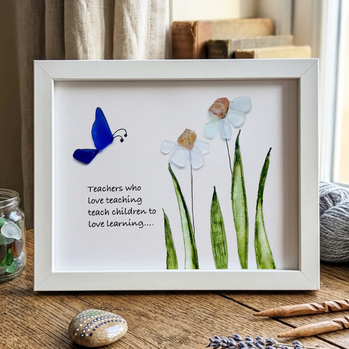 Bloom & Learn Teacher Tribute Sea Glass Framed Art - White - 6" X 8" - image 10