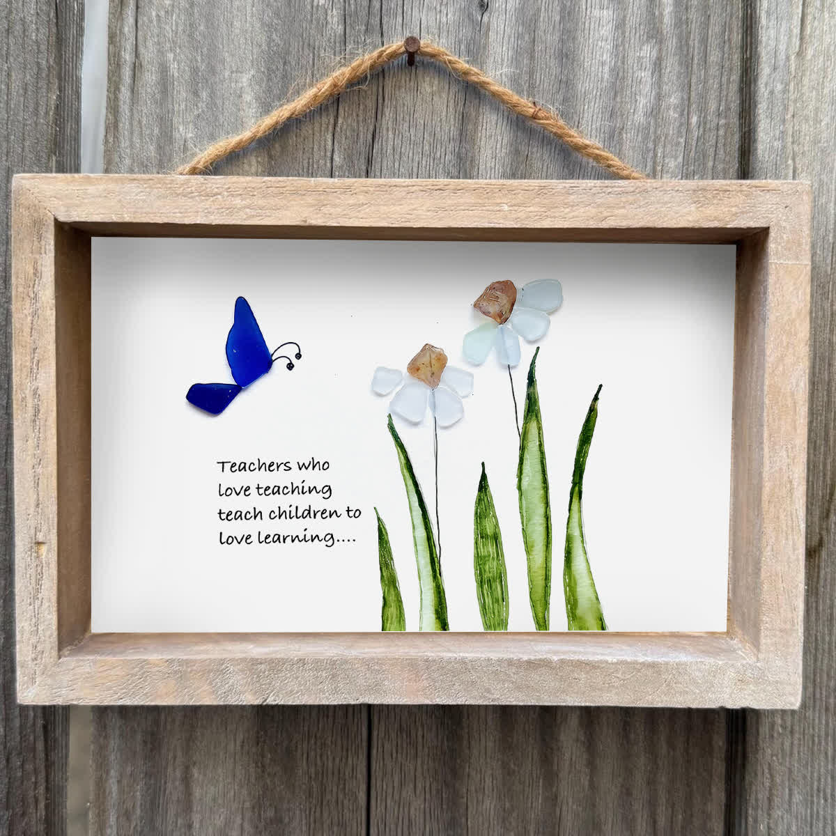 Bloom & Learn Teacher Tribute Sea Glass Framed Art - image 3