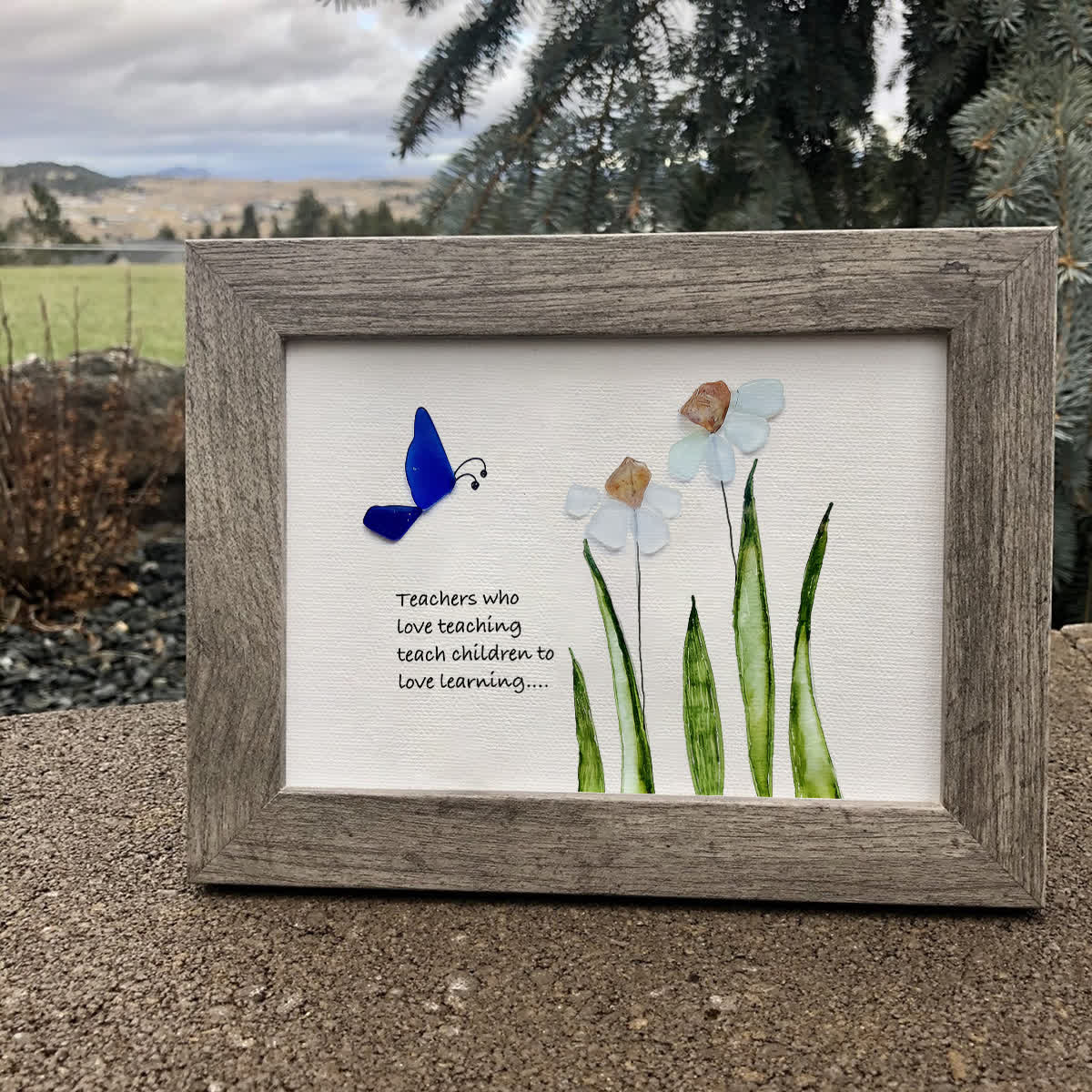 Bloom & Learn Teacher Tribute Sea Glass Framed Art - image 0