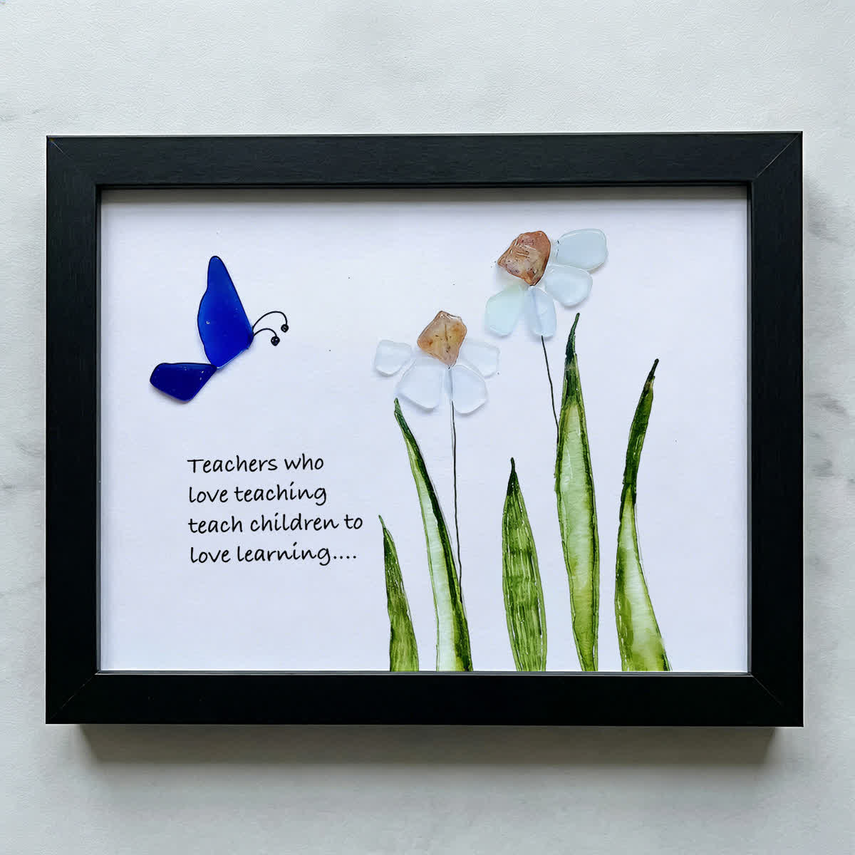 Bloom & Learn Teacher Tribute Sea Glass Framed Art - Black - 6" X 8" - image 9