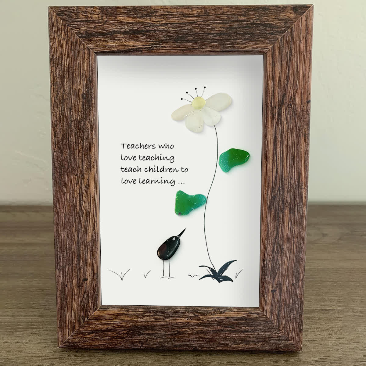 The Teacher's Garden & Bird Sea Glass Framed Art - image 4