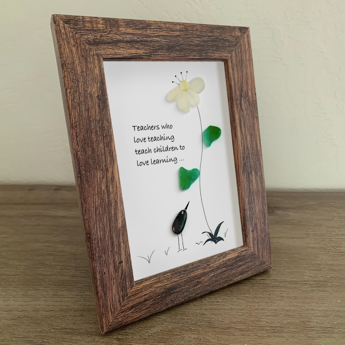 The Teacher's Garden & Bird Sea Glass Framed Art - image 2