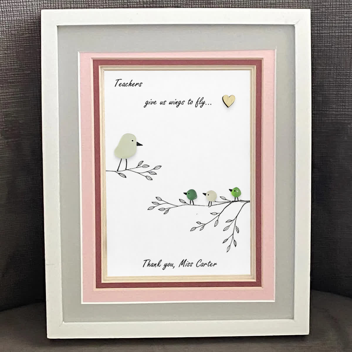 Teachers Give Us Wings Custom Name Sea Glass Framed Art - image 2