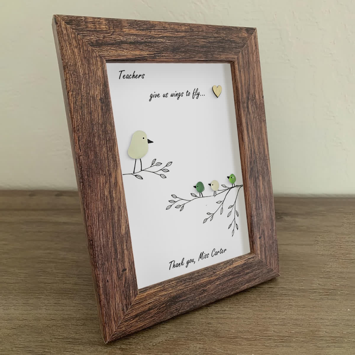 Teachers Give Us Wings Custom Name Sea Glass Framed Art - image 3