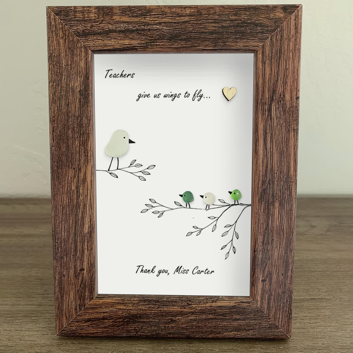 Teachers Give Us Wings Custom Name Sea Glass Framed Art - image 4