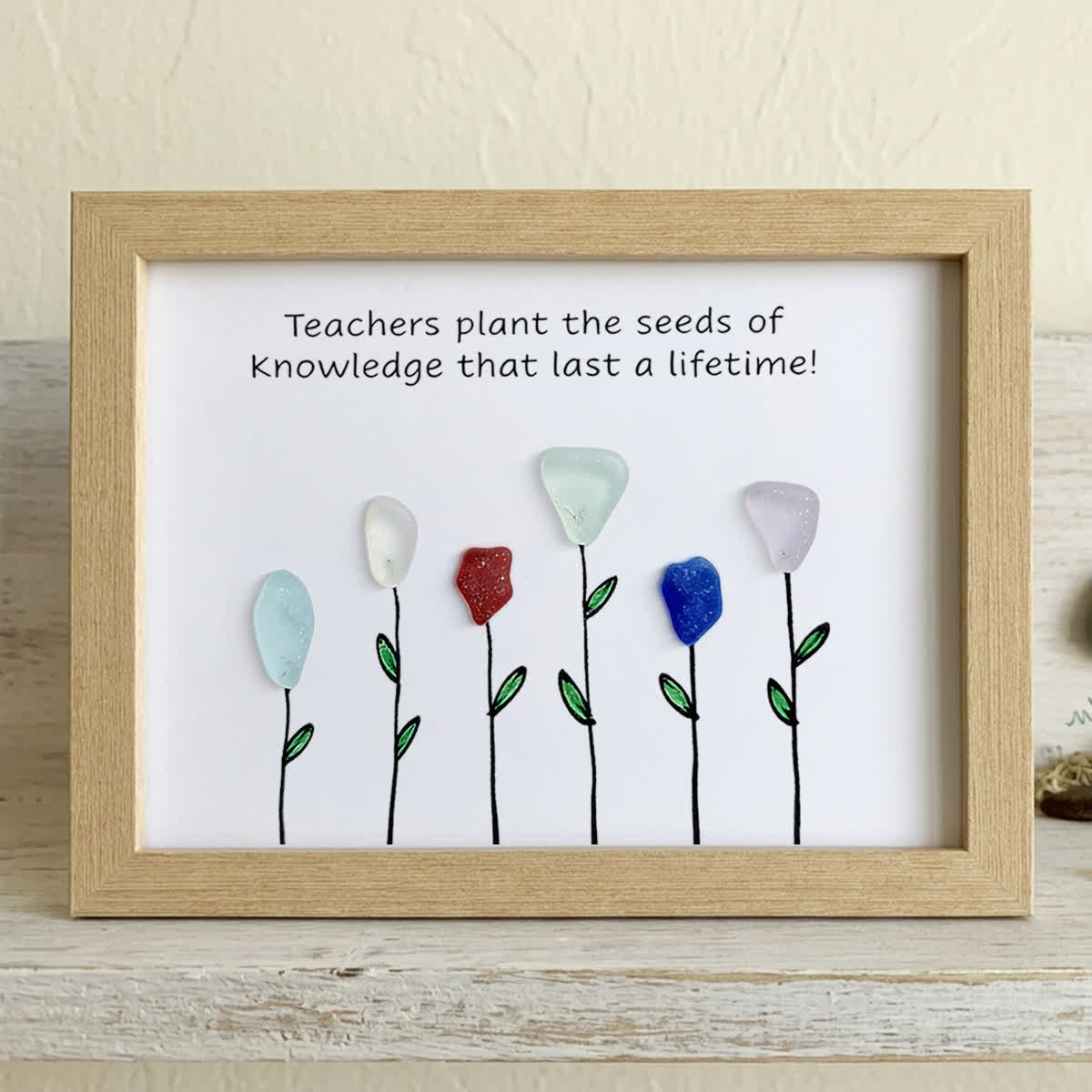 Seeds Of Knowledge Teacher Tribute Sea Glass Framed Art - Oak - 6" X 8" - image 7
