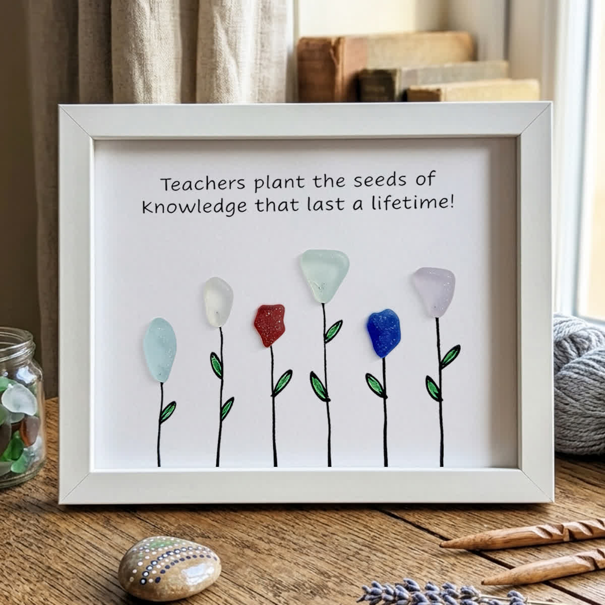 Seeds Of Knowledge Teacher Tribute Sea Glass Framed Art - White - 6" X 8" - image 10