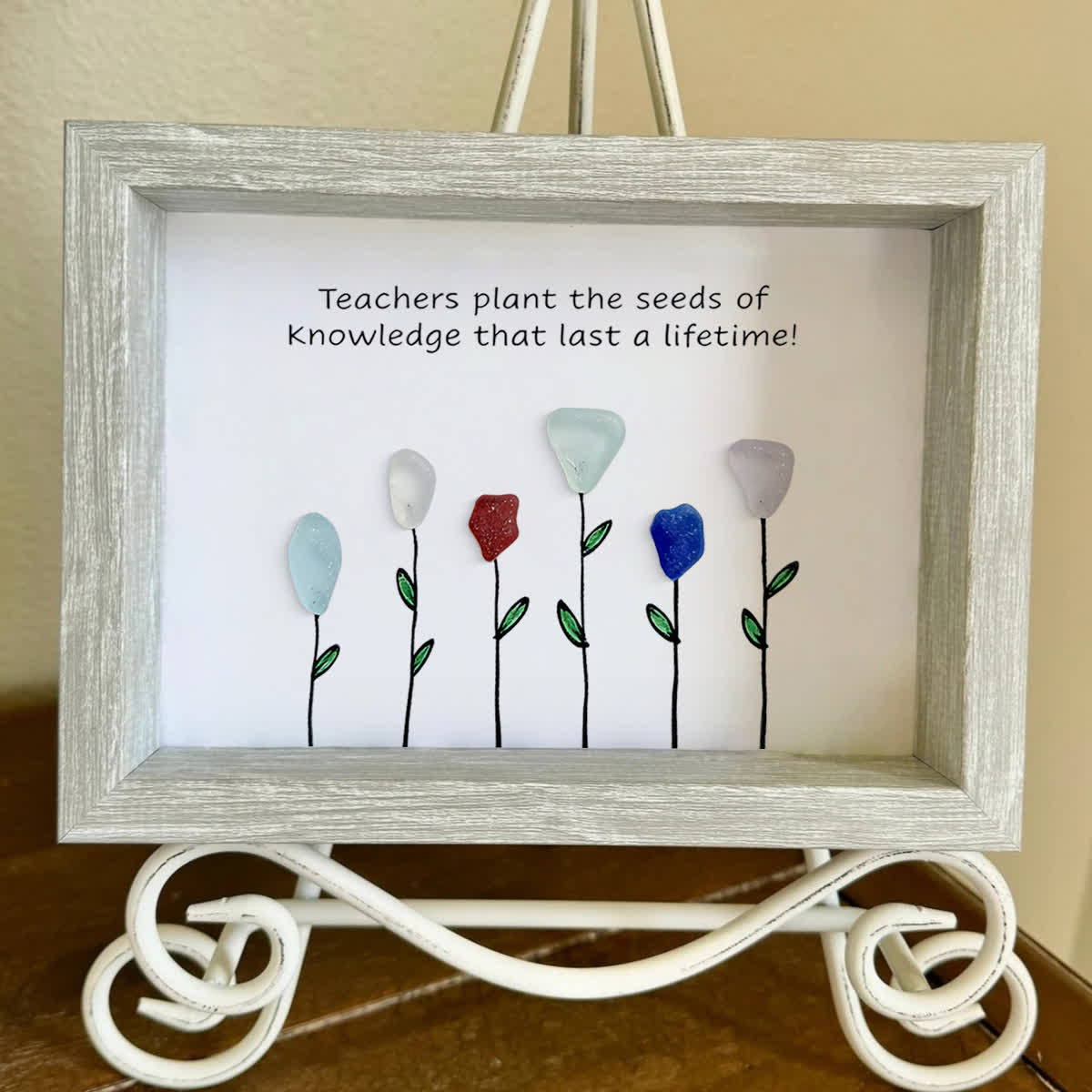 Seeds Of Knowledge Teacher Tribute Sea Glass Framed Art - image 0