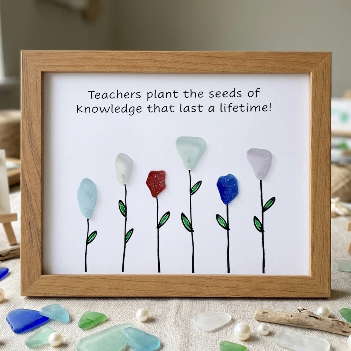 Seeds Of Knowledge Teacher Tribute Sea Glass Framed Art - Walnut Brown - 6" X 8" - image 8