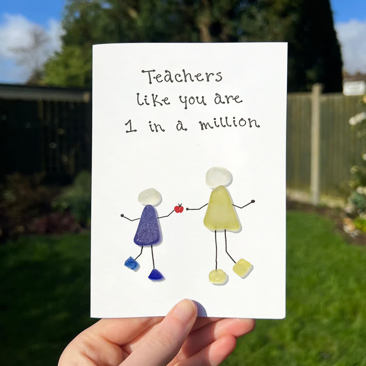 The One-in-a-Million Teacher Sea Glass Framed Art - Seaglass Card - 8" X 6" - image 1