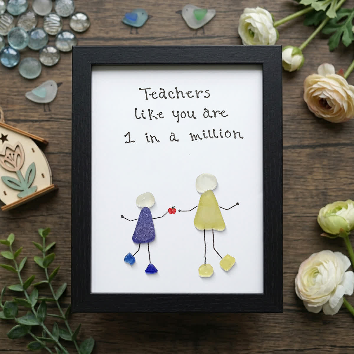 The One-in-a-Million Teacher Sea Glass Framed Art - Black - 8" X 6" - image 7