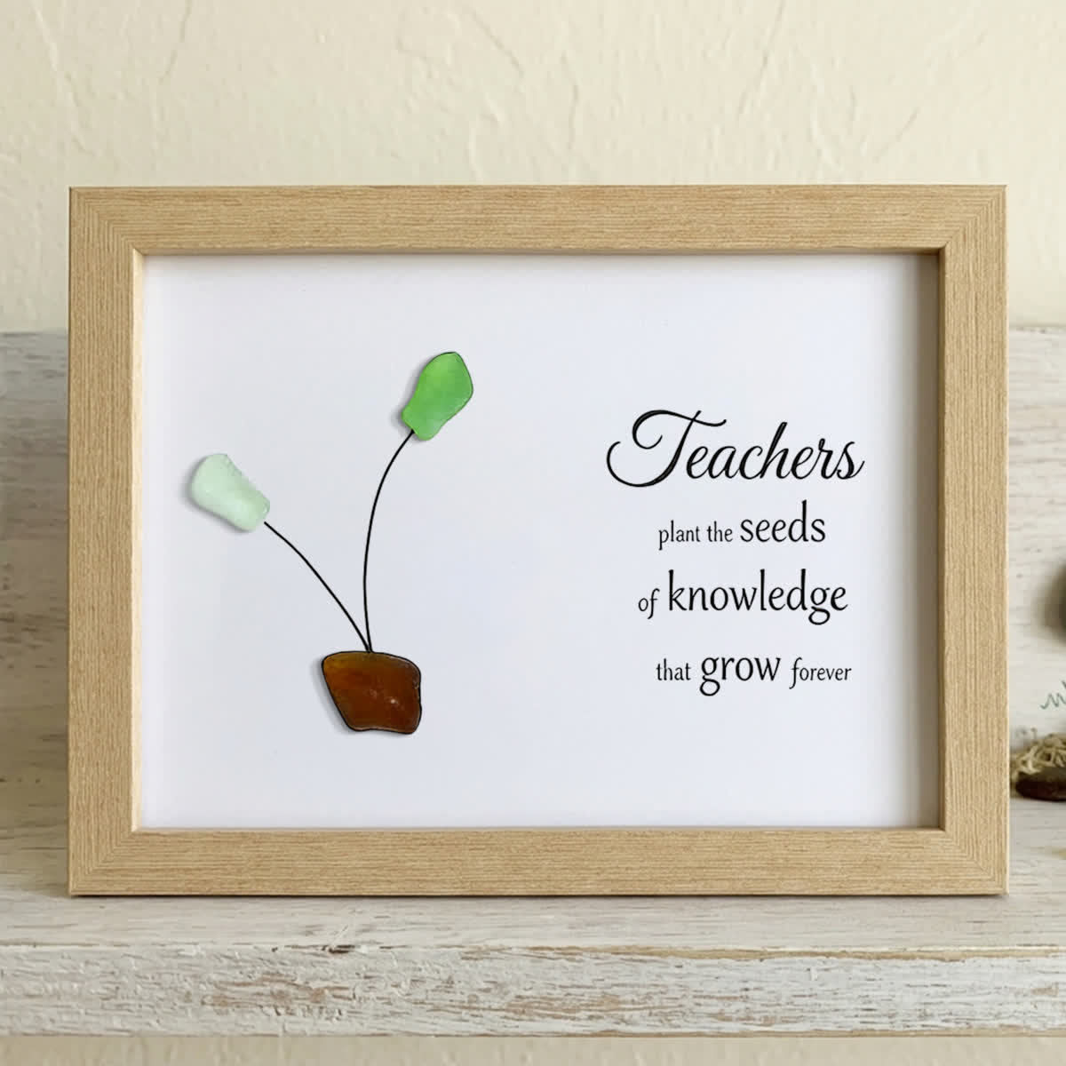 A Teacher's Legacy Of Growth Sprout Sea Glass Framed Art - Oak - 6" X 8" - image 7