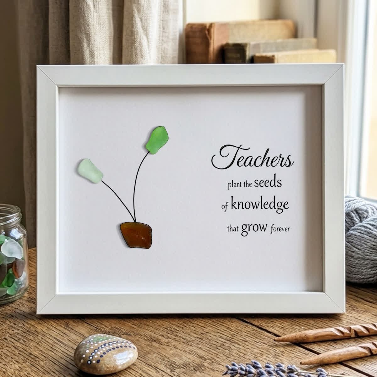 A Teacher's Legacy Of Growth Sprout Sea Glass Framed Art - White - 6" X 8" - image 10