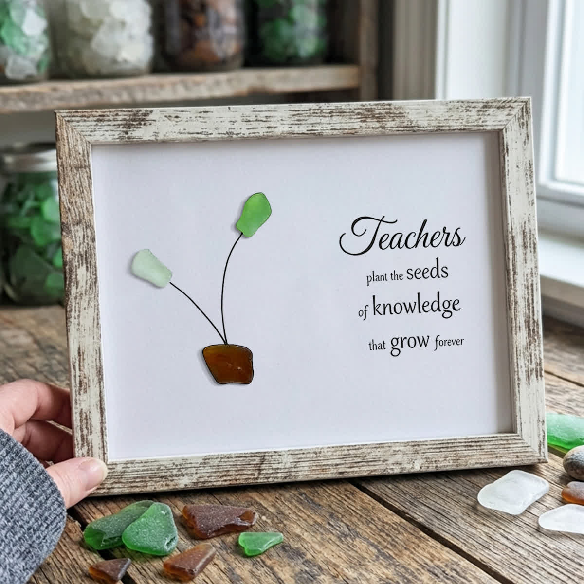 A Teacher's Legacy Of Growth Sprout Sea Glass Framed Art - Retro White - 6" X 8" - image 11