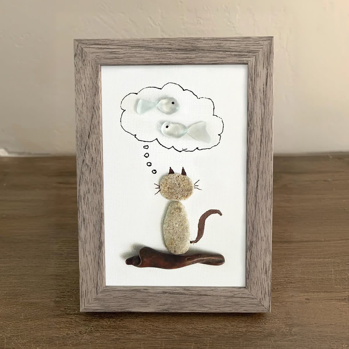 Cat's Daydreams & Fish Sea Glass Framed Art - image 2